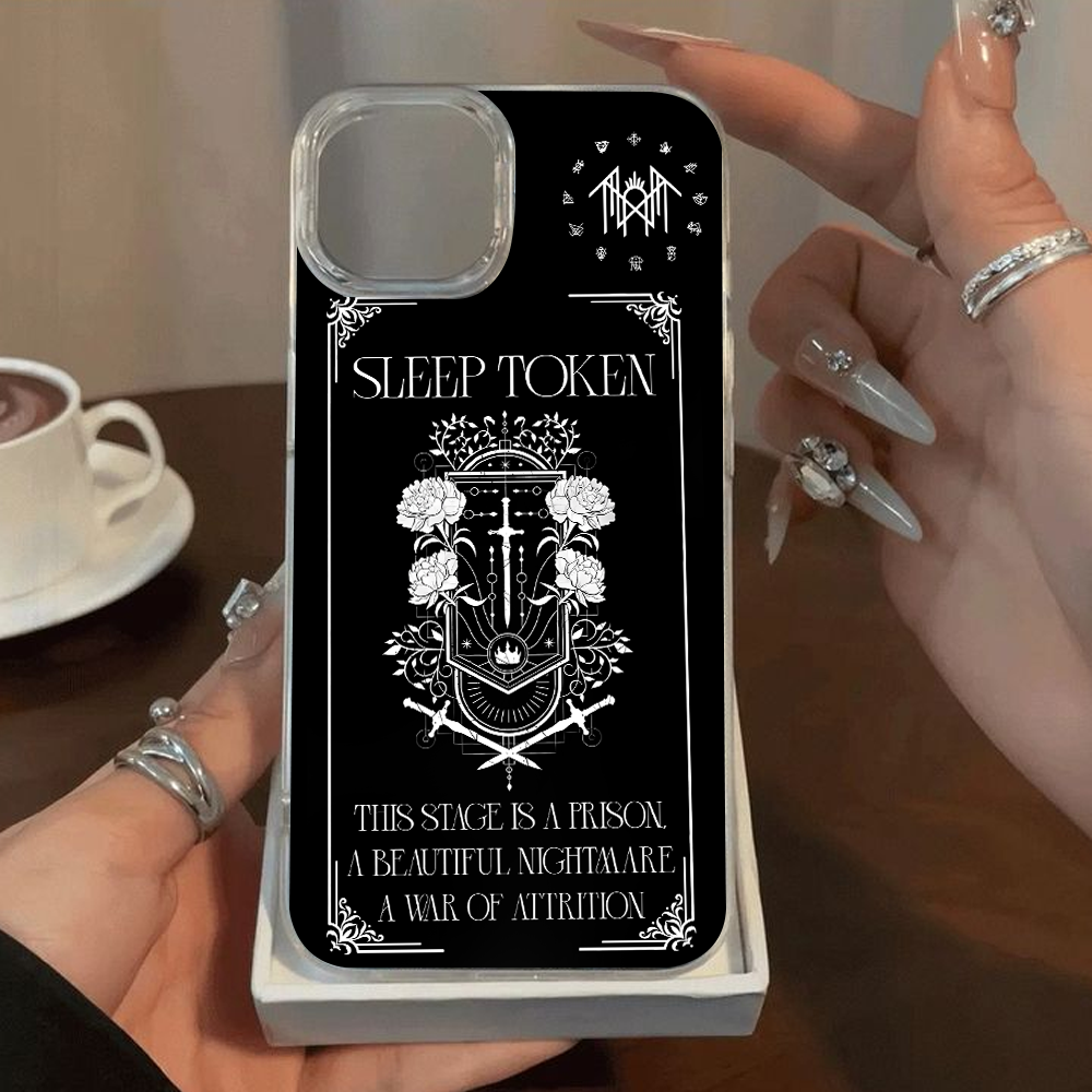 Sleep Token Gothic Phone Case – Occult Floral Crest Design Cover for iPhone 11 12 13 14 15 16 Pro Max Samsung S22 S23 S24 S24.99 Ultra Plus