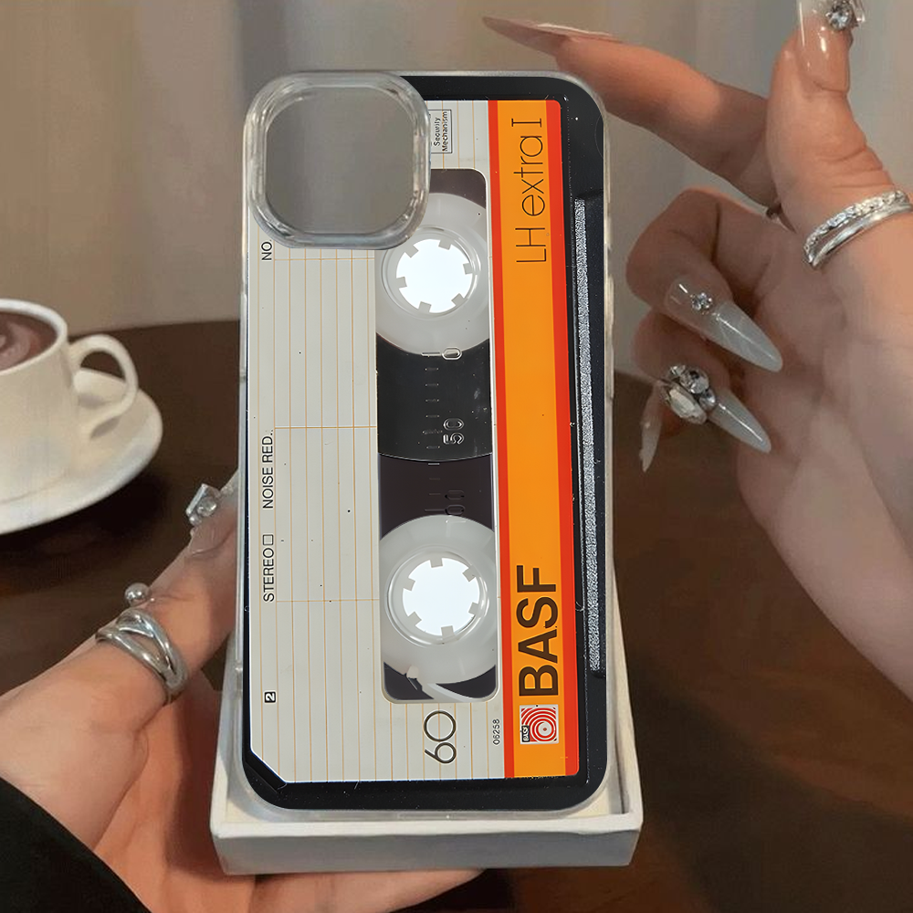 BASF Cassette Tape Phone Case – Retro Music Vibes for iPhone 11 12 13 14 15 16 Pro Max, Music Fan Gift Idea