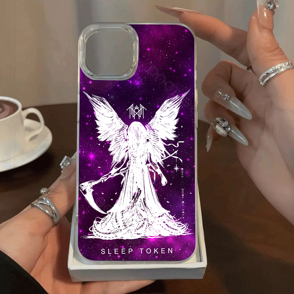Celestial Angel Scythe Phone Case – Gothic Purple Galaxy Design, Ethereal Aesthetic Cover for iPhone 11 12 13 14 15 16 Pro Max Samsung S22 S23 S24 S24.99 Ultra Plus