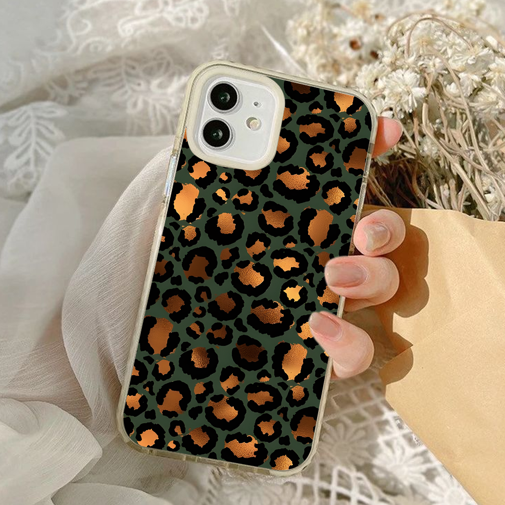 Leopard Print Phone Case Collection – Aqua, Olive Green & Beige