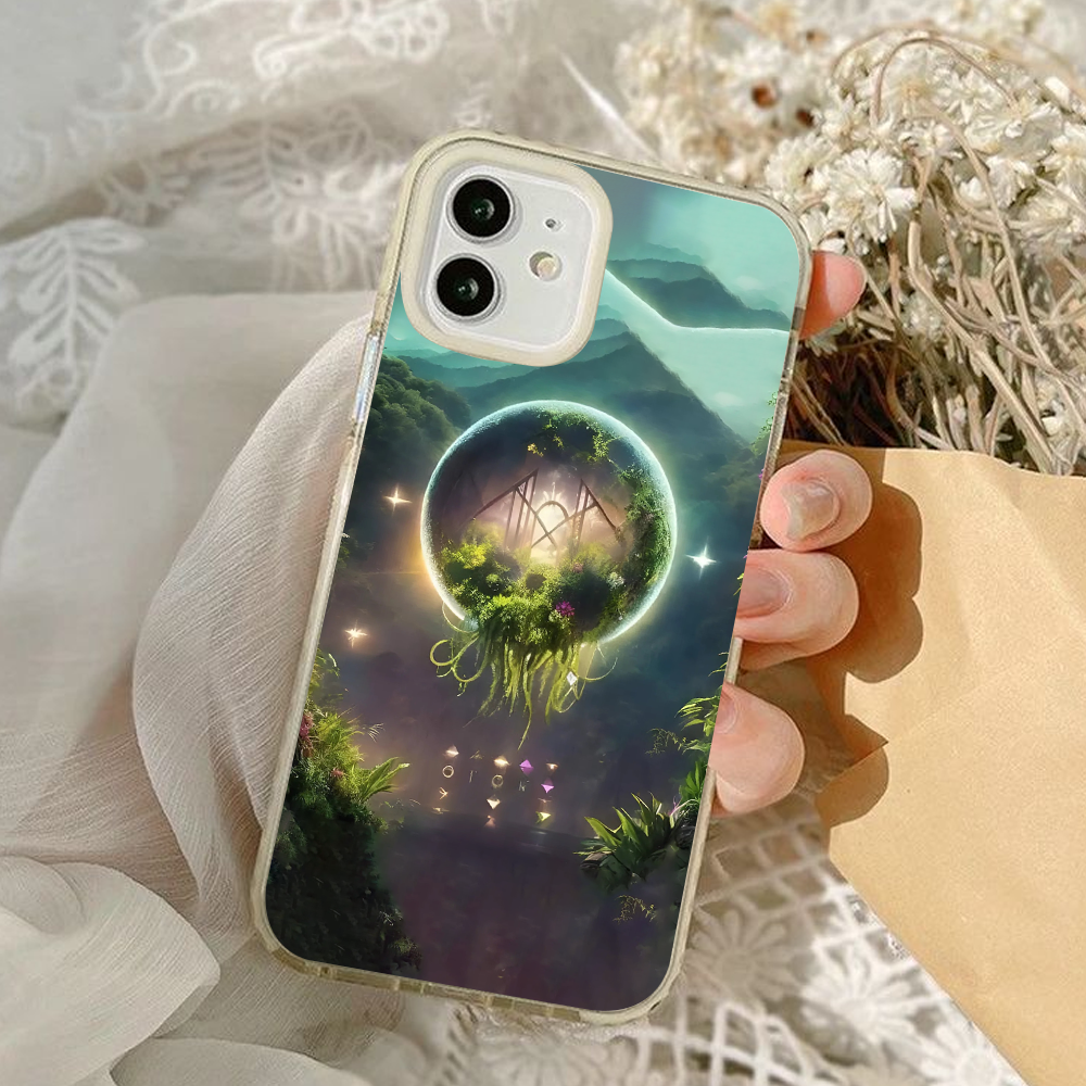 Fantasy Portal Floating World Phone Case – Surreal Forest Dreamscape Design Cover for iPhone 11 12 13 14 15 16 Pro Max, Mystical Nature Aesthetic