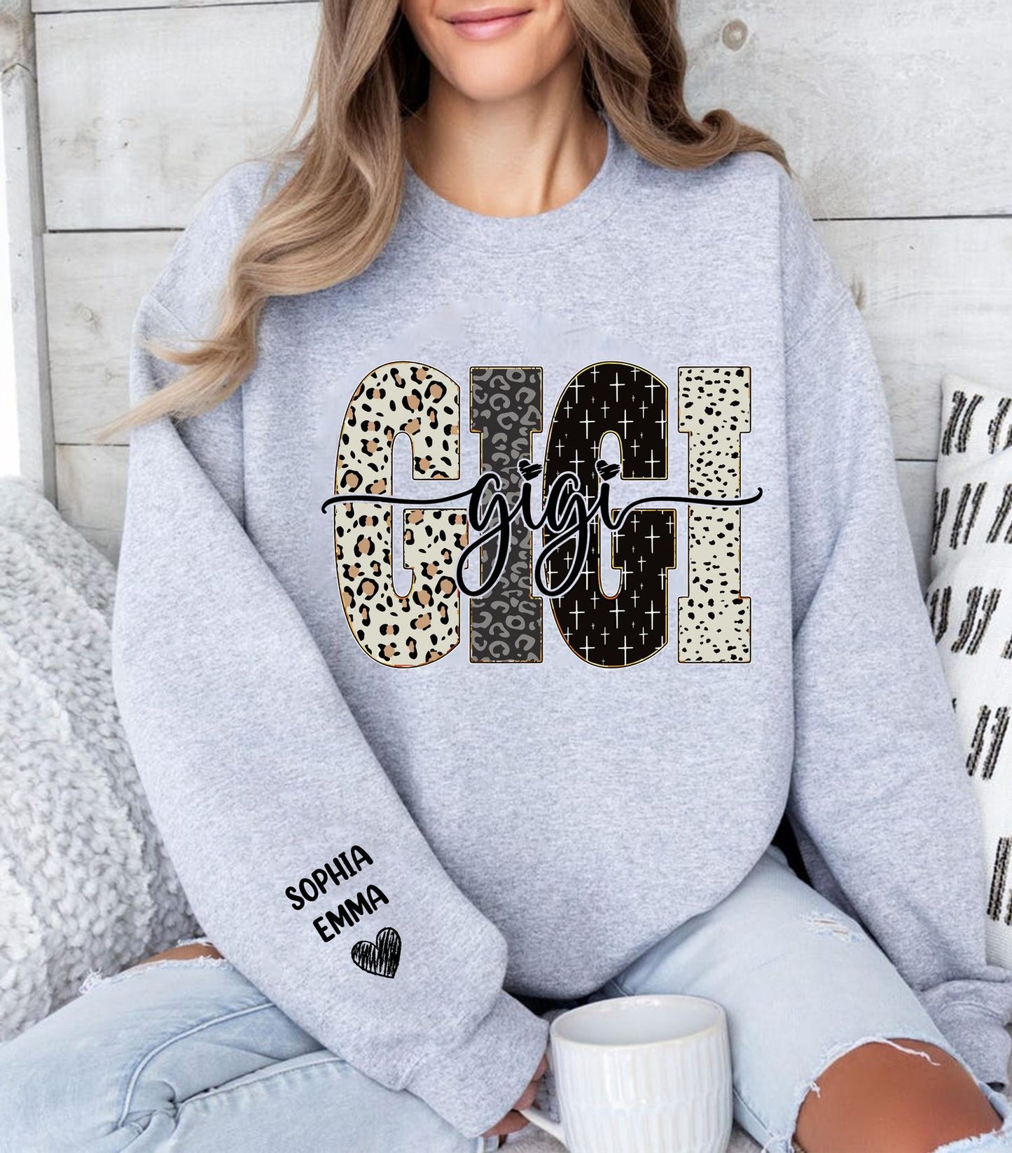Grandma, Gigi, Nana Custom With Grandkids Names - Bible Style Design - Personalized Sweatshirt