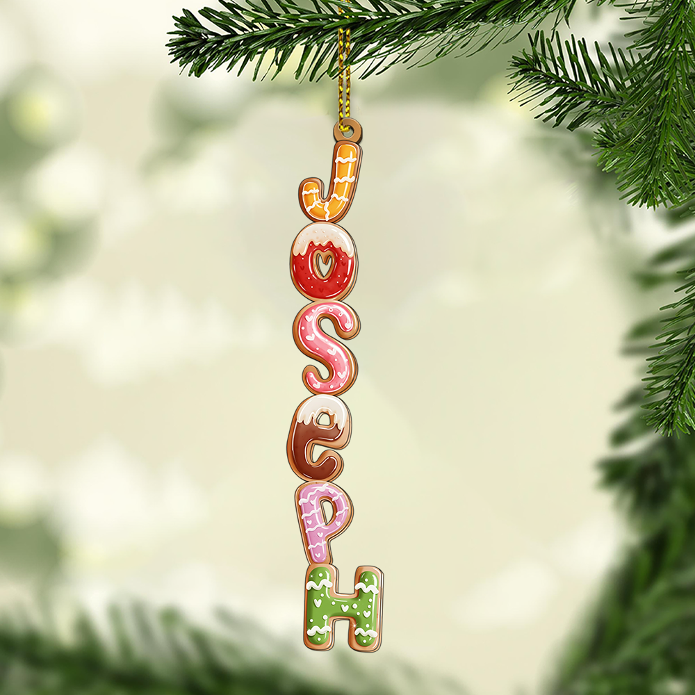 Custom 2 Layer Gingerbread Cookie Name Ornament - Personalized Christmas Decoration for Family Kids Holiday Tree Gift Name Tag Keepsake