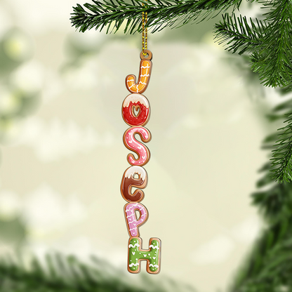 Custom 2 Layer Gingerbread Cookie Name Ornament - Personalized Christmas Decoration for Family Kids Holiday Tree Gift Name Tag Keepsake