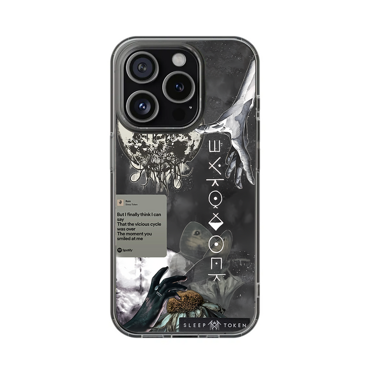 Sleep Token Lyrics Phone Case – Moody Gray Art Collage with Song Quote for iPhone  11 12 13 14 15 16 Pro Max, Sadcore Style