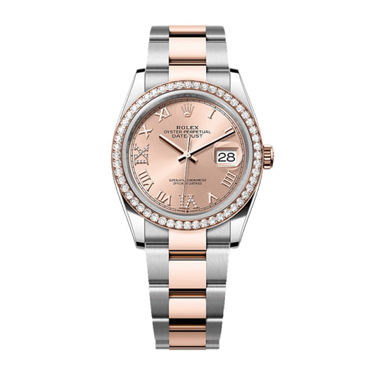 Rolex Datejust 36 Oyster, 36 mm, Oystersteel, Everose gold and diamonds