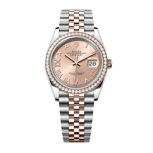Rolex Datejust 36 Oyster, 36 mm, Oystersteel, Everose gold and diamonds