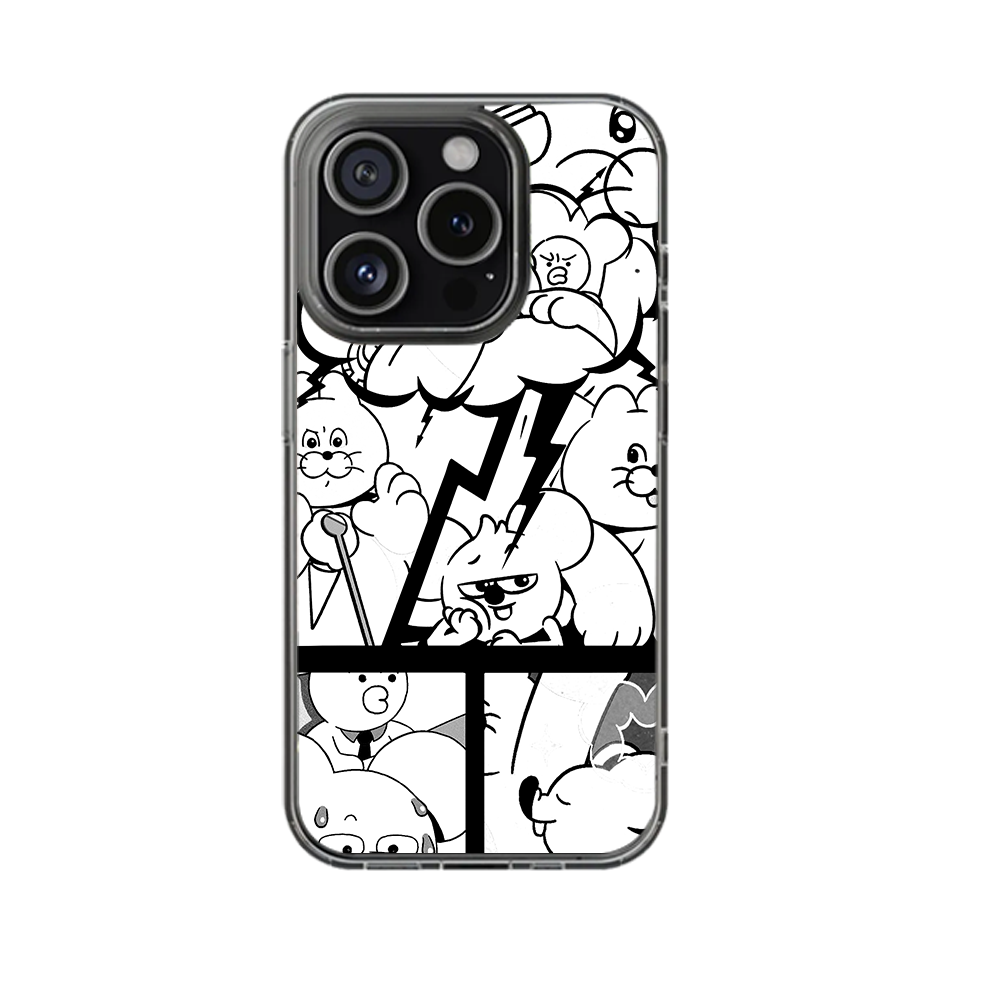 Funny Black White Comic Bunny Phone Case – Cute Cartoon iPhone 11 12 13 14 15 16 Pro Max & Samsung