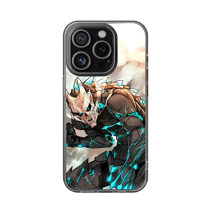 Anime Demon Warrior Phone Case, Blue Lightning Skeleton Armor Design for iPhone 12 13 14 15 Pro Max