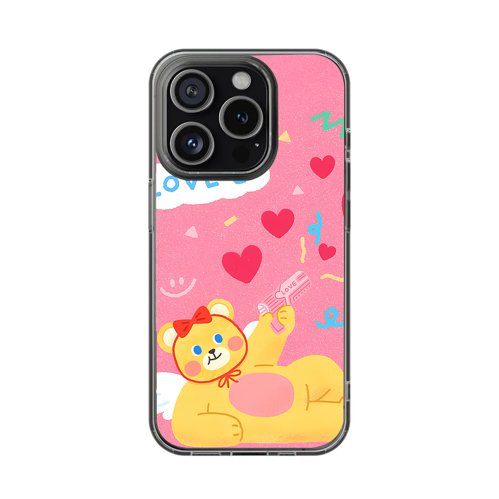 Cute Cartoon Phone Case Set – Rainy Kid & Love Bear Design for iPhone 11 12 13 14 15 16 Pro Max & Samsung