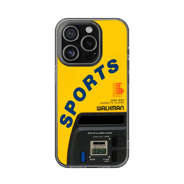 AM/FM Tuner Phone Case – Retro Yellow Walkman Shell Design for iPhone 11 12 13 14 15 16 Pro Max Samsung S22 S23 S24 S24.99 Ultra Plus