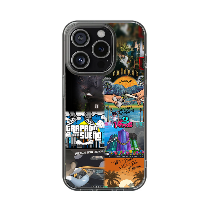 Latino Street Art Album Collage Phone Case, Urban Trap Music Style Cover Compatible with iPhone 11 12 13 14 15 16 Pro Max