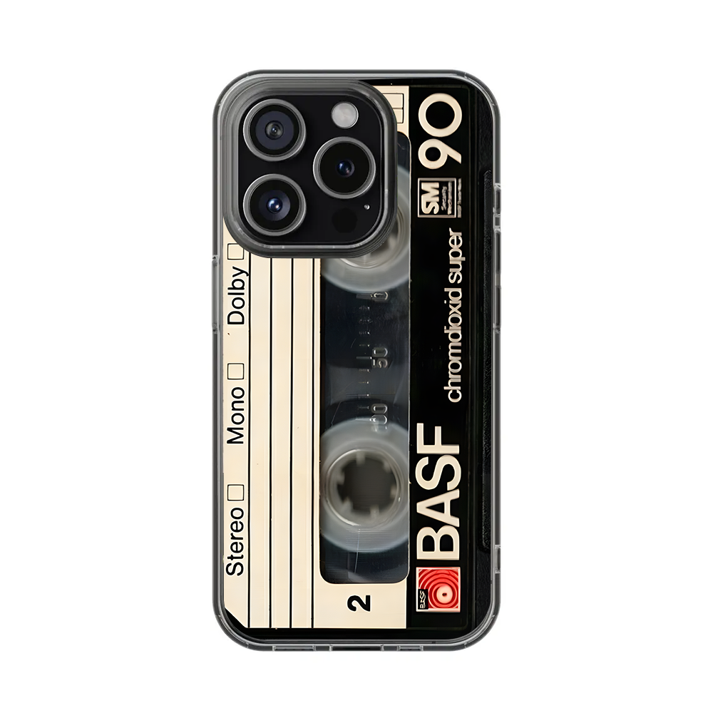 BASF Cassette Tape Phone Case – Retro Music Vibes for iPhone 11 12 13 14 15 16 Pro Max, Music Fan Gift Idea