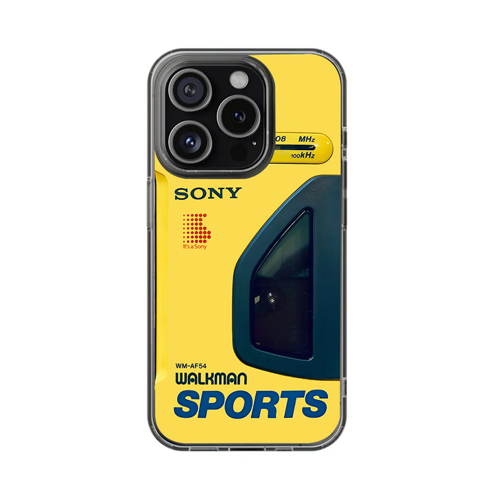 Vintage Alarm Player Phone Case – Walkman B52 Inspired Yellow Shell for iPhone 11 12 13 14 15 16 Pro Max Samsung S22 S23 S24 S24.99 Ultra Plus