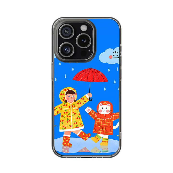 Cute Cartoon Phone Case Set – Rainy Kid & Love Bear Design for iPhone 11 12 13 14 15 16 Pro Max & Samsung