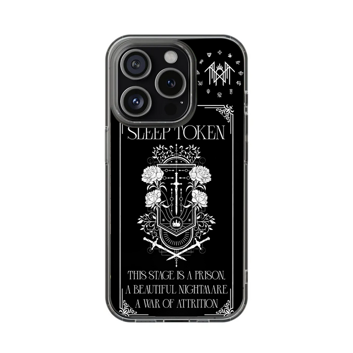 Sleep Token Gothic Phone Case – Occult Floral Crest Design Cover for iPhone 11 12 13 14 15 16 Pro Max Samsung S22 S23 S24 S24.99 Ultra Plus
