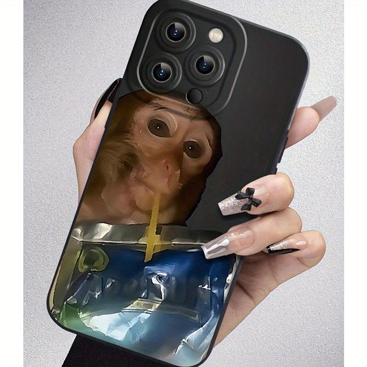 Cute Funny Monkey Sipping Cute Pattern Cool Fashion Gift Anti-drop Phone Case Shockproof For iPhone X 11 12 13 14 15 16 Pro Max Plus gift