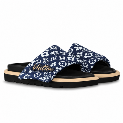 LV Pool Pillow Flat Comfort Mule Blue