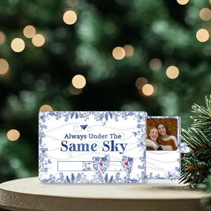 Custom Long Distance Christmas Wooden Gift Card Sleeve – Personalized Photo Gift for Best Friends, Sisters, or Long-Distance Couples