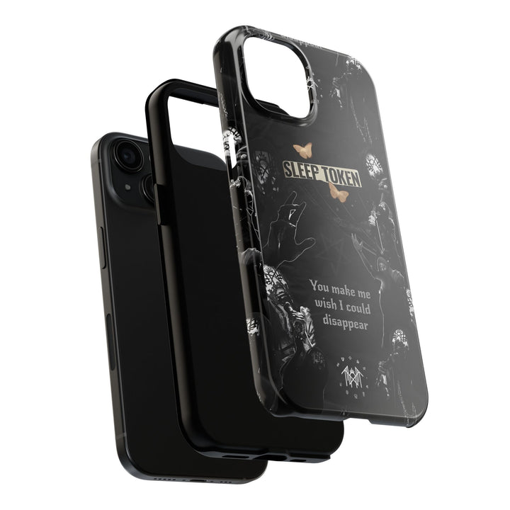 Disappear Quote Phone Case – Dark Gothic Sleep Aesthetic Cover for iPhone 11 12 13 14 15 16 Pro Max, Emotional Music Art Gift