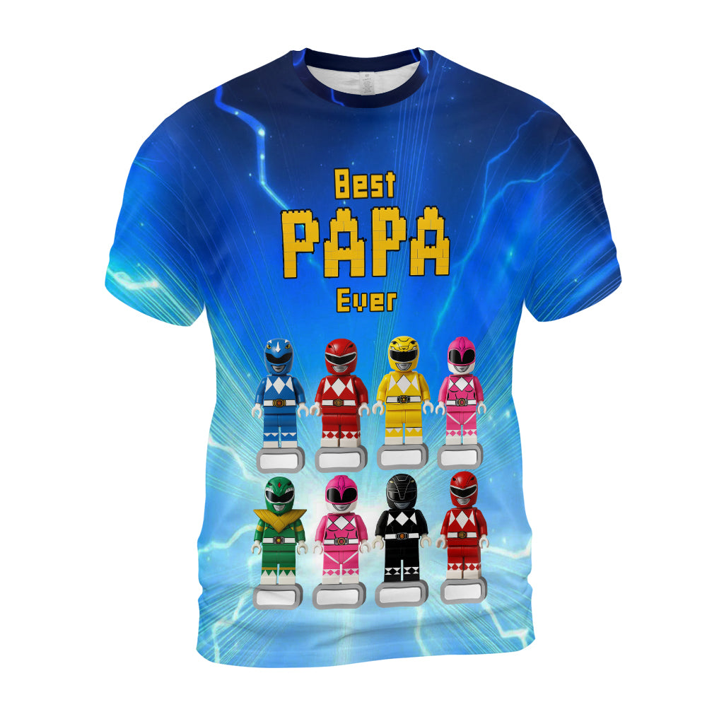 Papa, Dad and Grandpa Custom Family Name – Personalized 3D Toy Hero Graphic T-Shirt