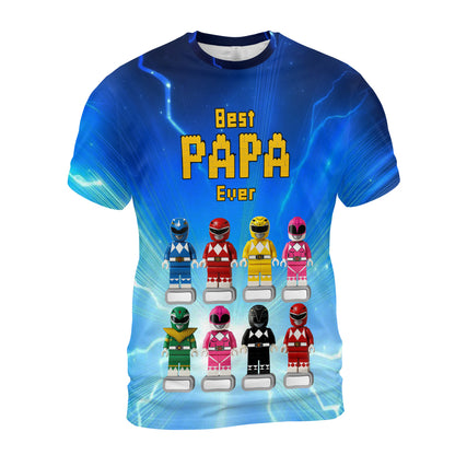 Papa, Dad and Grandpa Custom Family Name – Personalized 3D Toy Hero Graphic T-Shirt