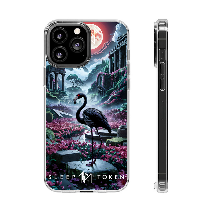 Fantasy Flamingo Dreamland Phone Case – Surreal Sleep Token Scenery Design for iPhone 11 12 13 14 15 16 Pro Max, Vibrant Night Garden