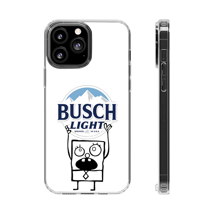 SpongeBob Busch Light Phone Case – Dark Meme Aesthetic Horror Cover for iPhone 11 12 13 14 15 16 Pro Max, Music Fan Gift Idea