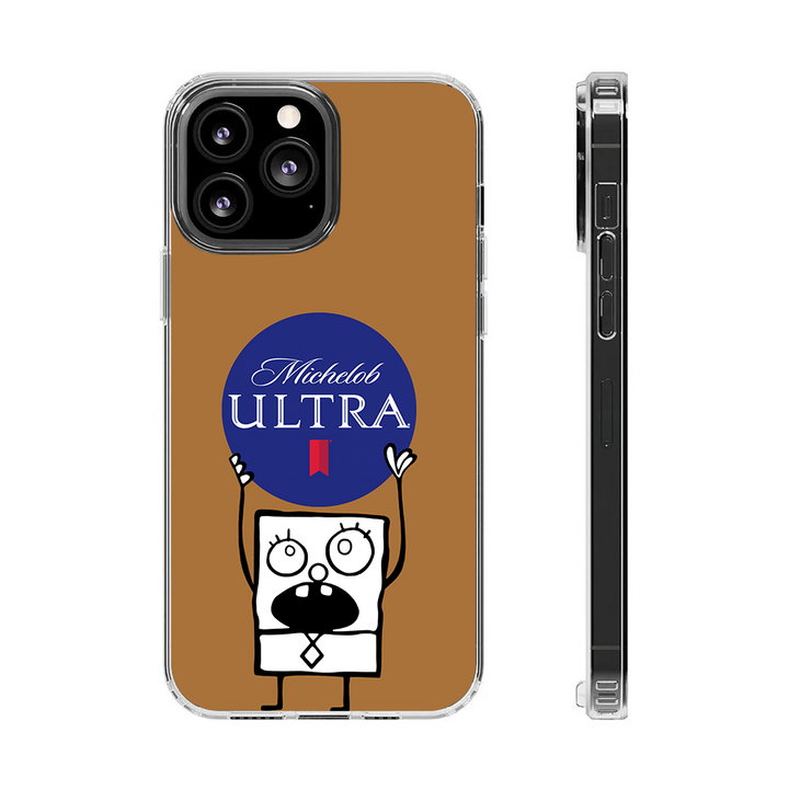SpongeBob Michelob Ultra Phone Case – Dark Meme Aesthetic Horror Cover for iPhone 11 12 13 14 15 16 Pro Max, Music Fan Gift Idea