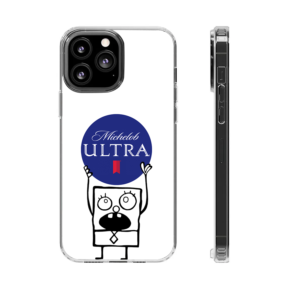 SpongeBob Michelob Ultra Phone Case – Dark Meme Aesthetic Horror Cover for iPhone 11 12 13 14 15 16 Pro Max, Music Fan Gift Idea