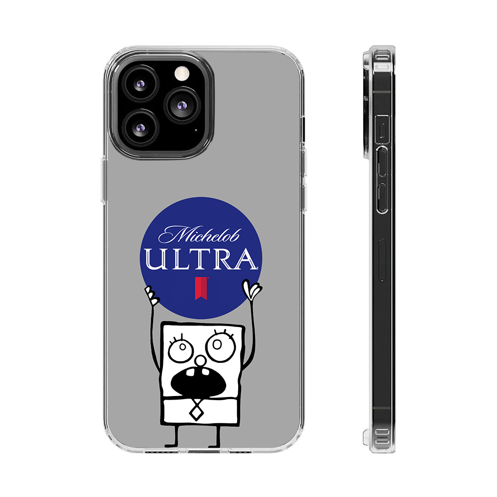 SpongeBob Michelob Ultra Phone Case – Dark Meme Aesthetic Horror Cover for iPhone 11 12 13 14 15 16 Pro Max, Music Fan Gift Idea