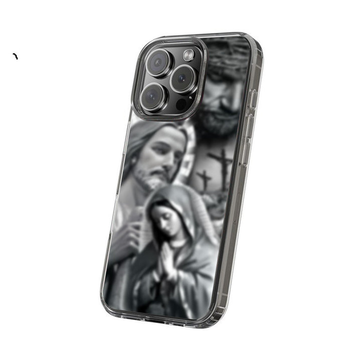 Faithful Grace Clear Phone Case – Religious Art Design for iPhone 12 13 14 15 Pro Max & Samsung S22 S23 S24 Ultra