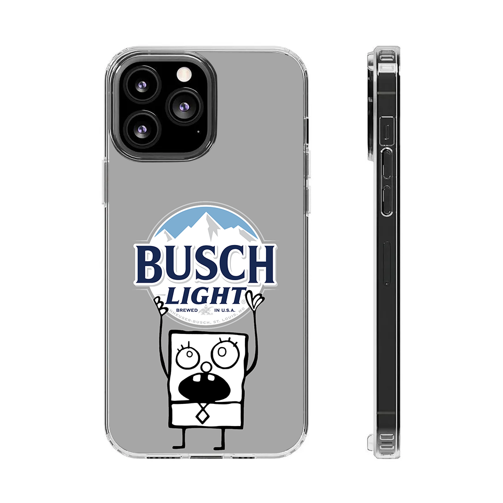 SpongeBob Busch Light Phone Case – Dark Meme Aesthetic Horror Cover for iPhone 11 12 13 14 15 16 Pro Max, Music Fan Gift Idea