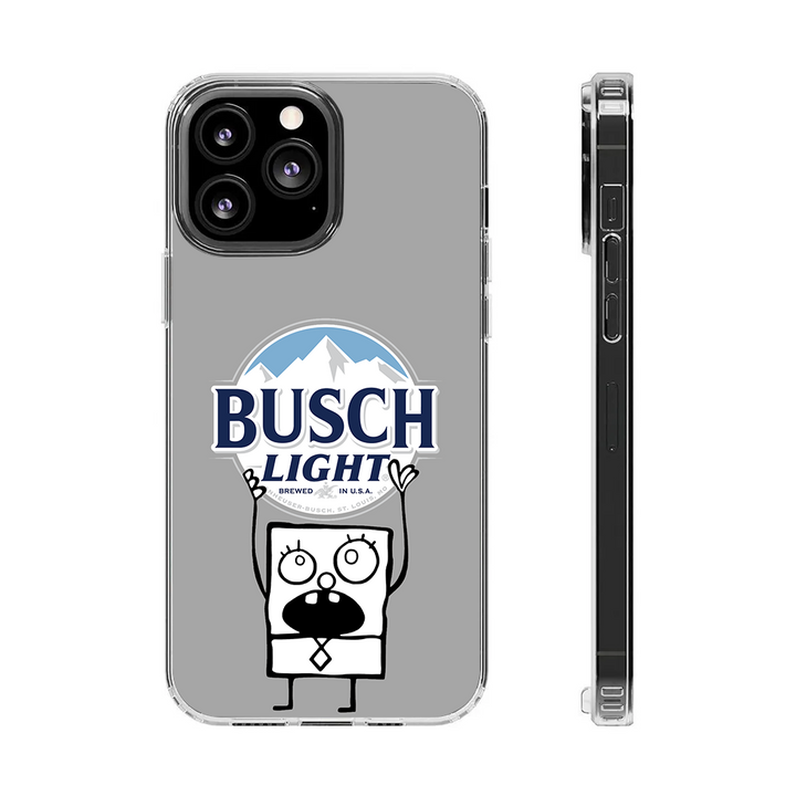 SpongeBob Busch Light Phone Case – Dark Meme Aesthetic Horror Cover for iPhone 11 12 13 14 15 16 Pro Max, Music Fan Gift Idea