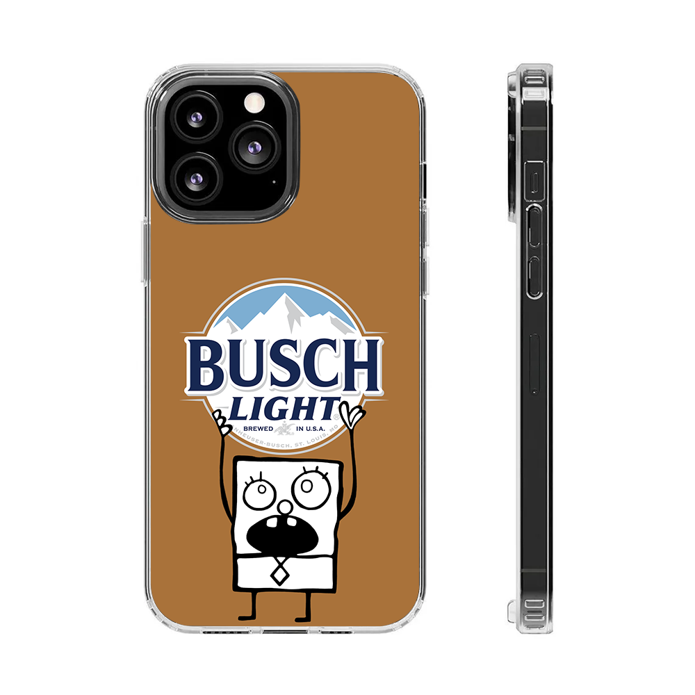 SpongeBob Busch Light Phone Case – Dark Meme Aesthetic Horror Cover for iPhone 11 12 13 14 15 16 Pro Max, Music Fan Gift Idea