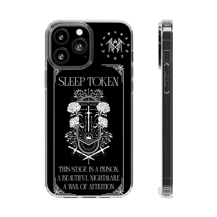 Sleep Token Gothic Phone Case – Occult Floral Crest Design Cover for iPhone 11 12 13 14 15 16 Pro Max Samsung S22 S23 S24 S24.99 Ultra Plus