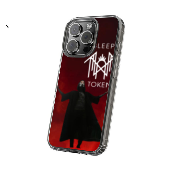 Dark Ritual Art Phone Case, Red Smoke Figure Design, Gothic Vibe Cover Compatible with iPhone 11 12 13 14 15 Pro Max Samsung Galaxy S24.99 S24 S23 S22 S21 Ultra Plus