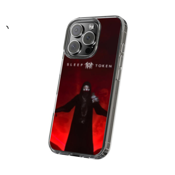 Red Masked Figure Phone Case, Gothic Aesthetic Warrior Design, Fits iPhone 11 12 13 14 15 Pro Max Samsung Galaxy S24.99 S24 S23 S22 S21 Ultra Plus
