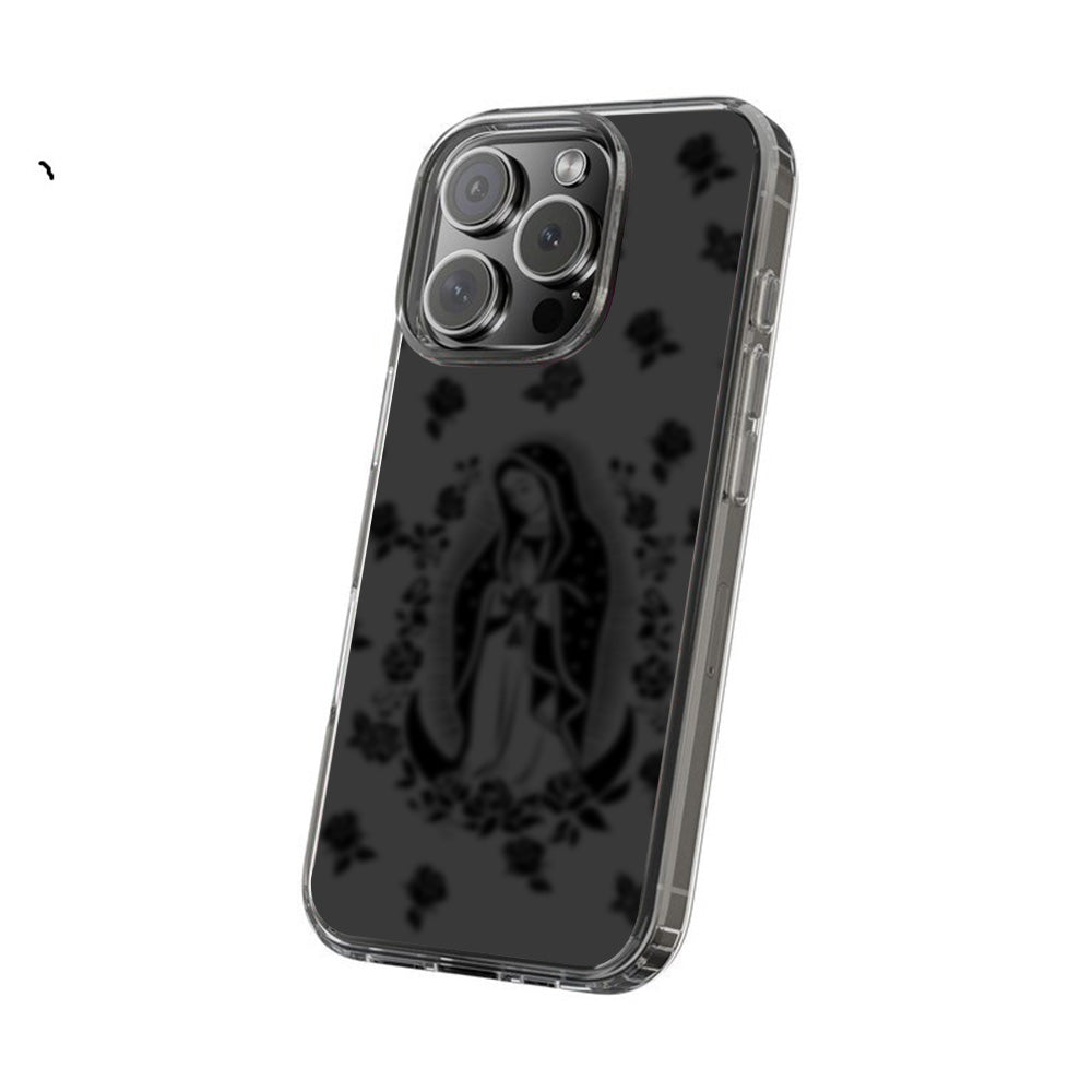 Holy Rose Art Clear Phone Case – Elegant Floral Religious Design for iPhone 12 13 14 15 Pro Max & Samsung S22 S23 S24 Ultra