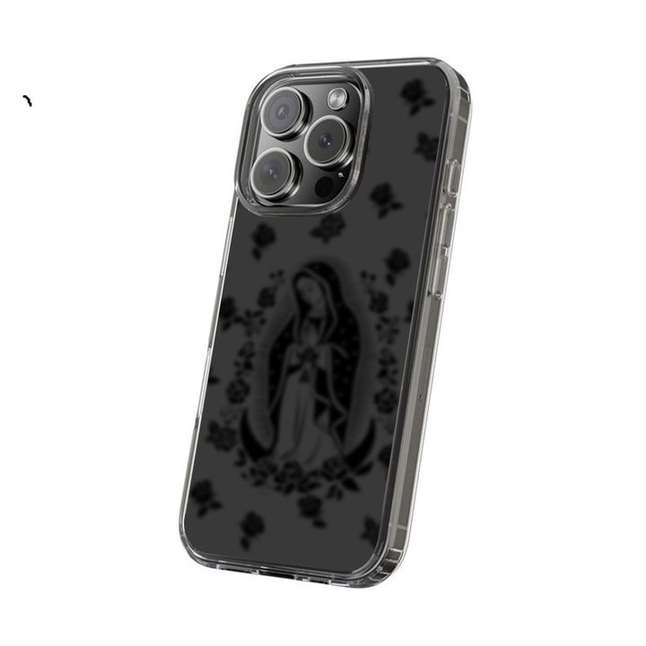 Holy Rose Art Clear Phone Case – Elegant Floral Religious Design for iPhone 12 13 14 15 Pro Max & Samsung S22 S23 S24 Ultra