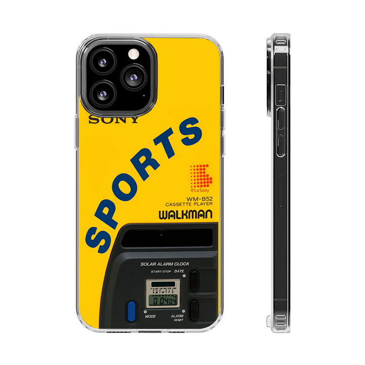AM/FM Tuner Phone Case – Retro Yellow Walkman Shell Design for iPhone 11 12 13 14 15 16 Pro Max Samsung S22 S23 S24 S24.99 Ultra Plus