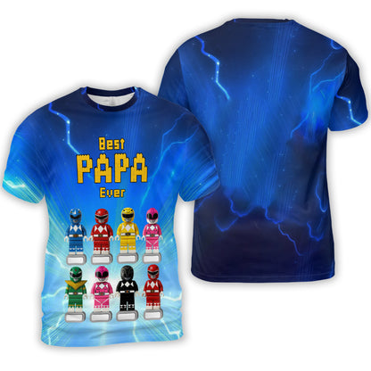 Papa, Dad and Grandpa Custom Family Name – Personalized 3D Toy Hero Graphic T-Shirt