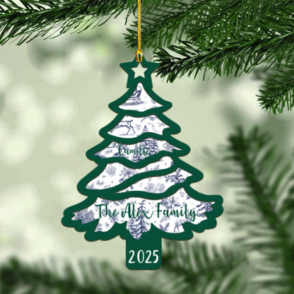 Family Name Christmas Tree Ornament – Personalized Holiday Decoration with Year