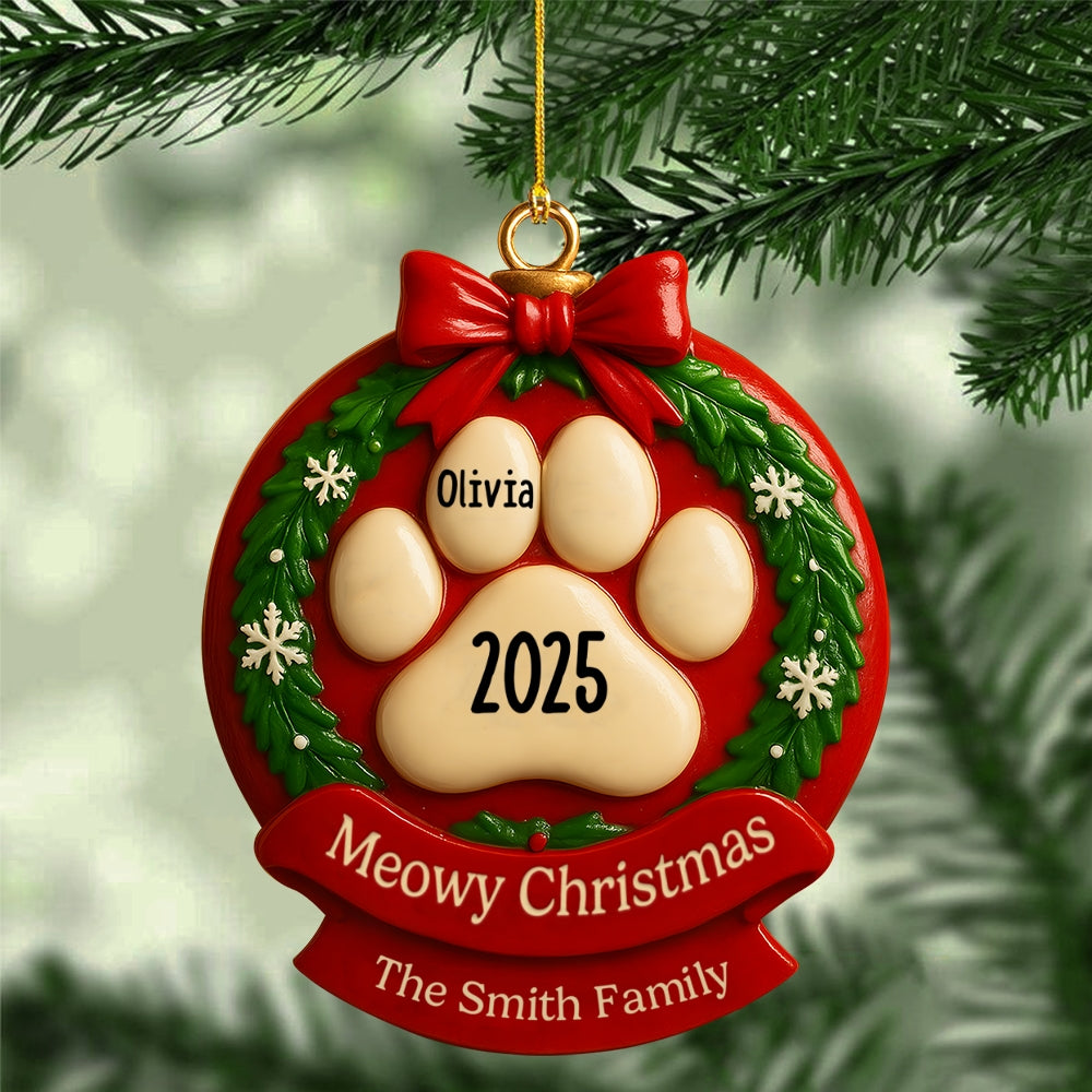 Our Purrfect Christmas Ceramic Ornament – Personalized  Pet Paw Print with Names & Family Customization