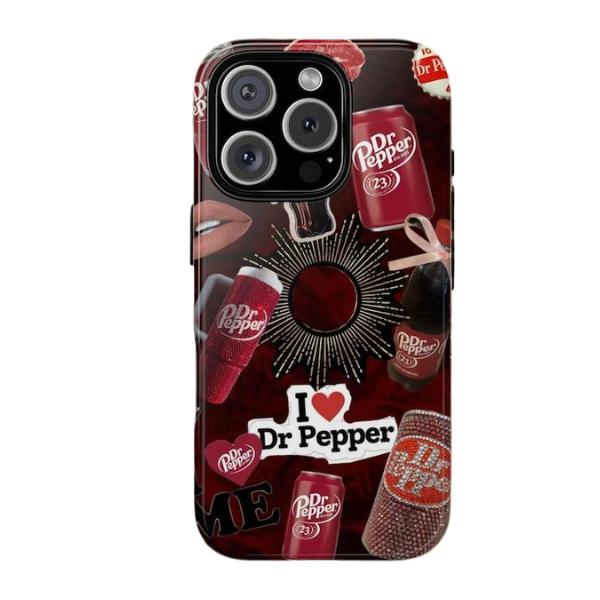 I Love Dr Pepper Couple Pink Dark Tough Phone case, For Men iPhone 16/15/14/13/12/11/8/7, XR, XS, X, Pro Max Samsung Galaxy S24.99 S24 S23