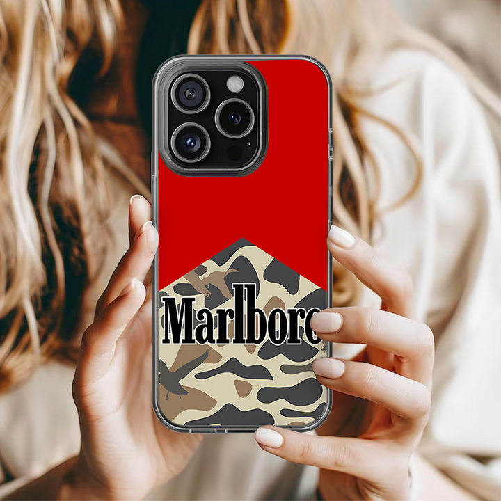 Marlboro Camo Phone Case – Dark Meme Aesthetic Horror Cover for iPhone 11 12 13 14 15 16 Pro Max Samsung S22 S23 S24 S24.99 Ultra Plus