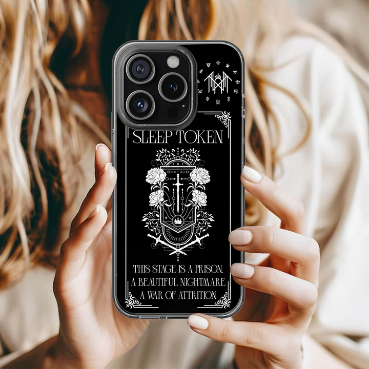 Sleep Token Gothic Phone Case – Occult Floral Crest Design Cover for iPhone 11 12 13 14 15 16 Pro Max Samsung S22 S23 S24 S24.99 Ultra Plus