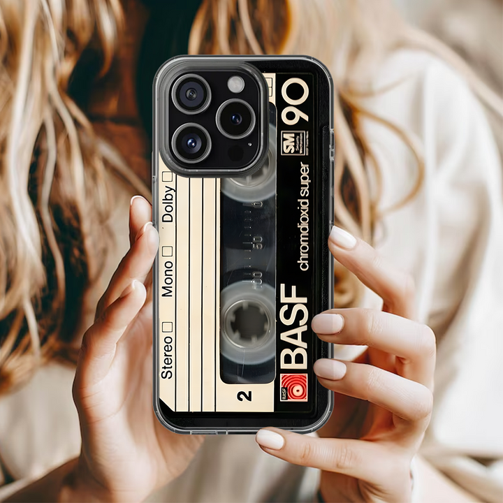 BASF Cassette Tape Phone Case – Retro Music Vibes for iPhone 11 12 13 14 15 16 Pro Max, Music Fan Gift Idea