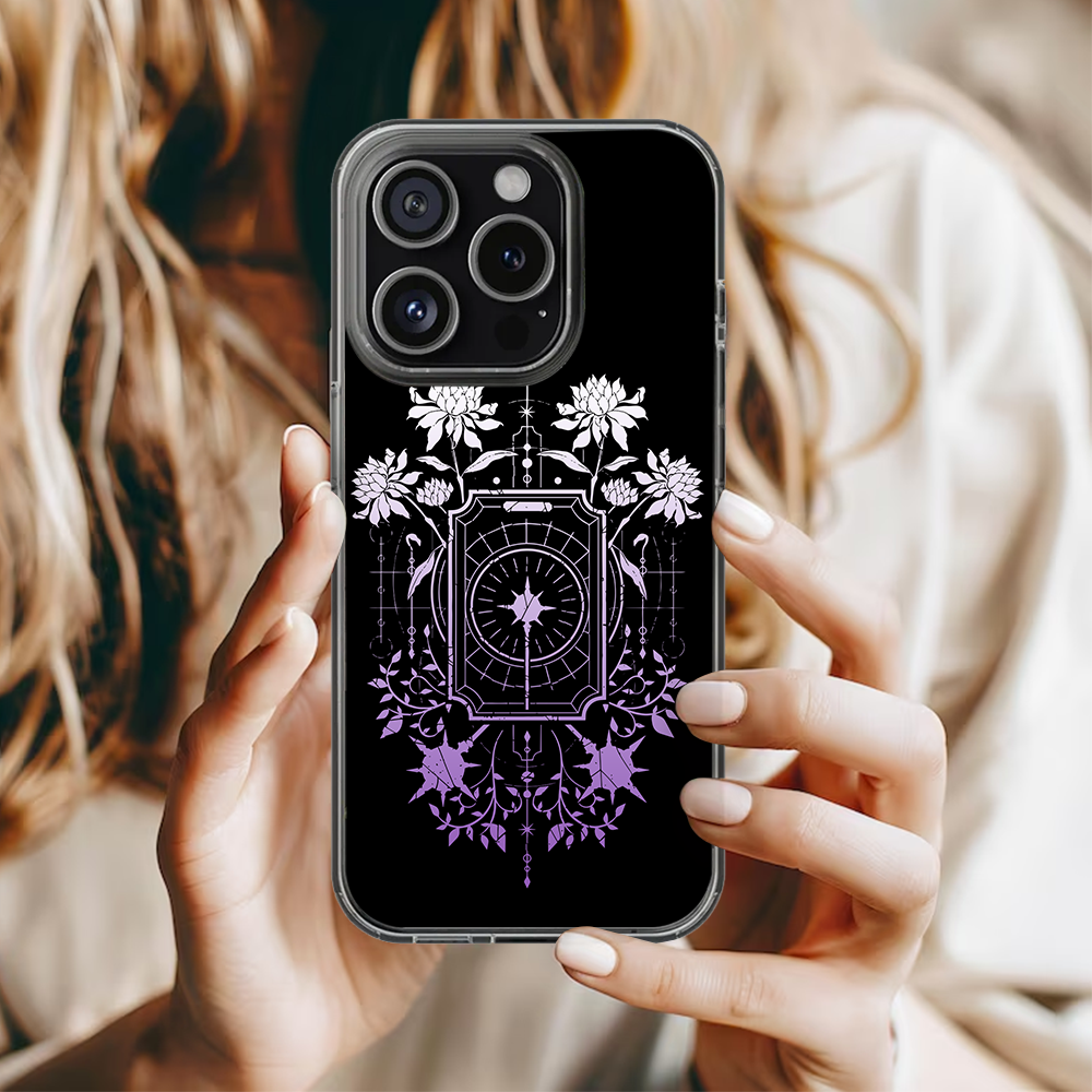Sun Dial Lotus Phone Case – Occult Gothic Totem Aesthetic, Bold Dark Art Cover for iPhone 11 12 13 14 15 16 Pro Max Samsung S22 S23 S24 S24.99 Ultra Plus