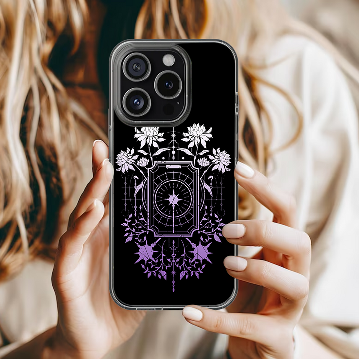 Sun Dial Lotus Phone Case – Occult Gothic Totem Aesthetic, Bold Dark Art Cover for iPhone 11 12 13 14 15 16 Pro Max Samsung S22 S23 S24 S24.99 Ultra Plus